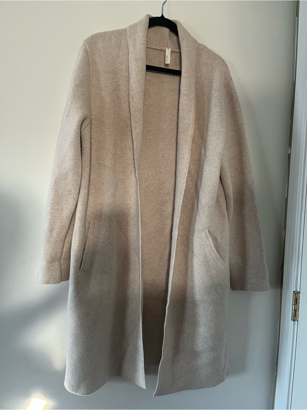 NAP Loungewear Long Open Front Cardigan Small Beige Neutral Minimalist Cozy